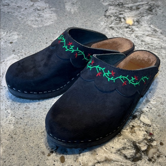 Vintage Hanna Andersson Swedish Wooden Black Suede Clogs Size EU40 - Picture 8 of 8